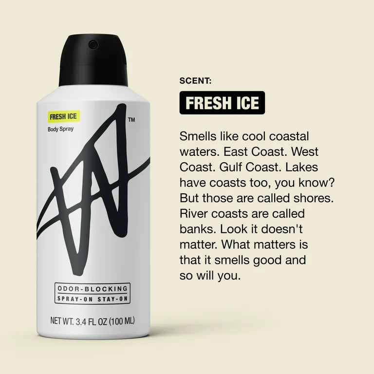 W By Jake Paul Body Spray – Blokování zápachu – Dlouhotrvající – Fresh Ice – 3,4 fl oz