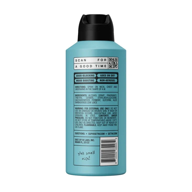 W By Jake Paul Body Spray – Blokování zápachu – Dlouhá výdrž – Wave Breaker – 3,4 fl oz