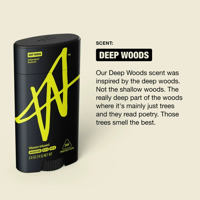 W By Jake Paul Men's Antiperspirant Deodorant - Blokování zápachu - Obrana proti potu - Deep Woods - 2,6 oz
