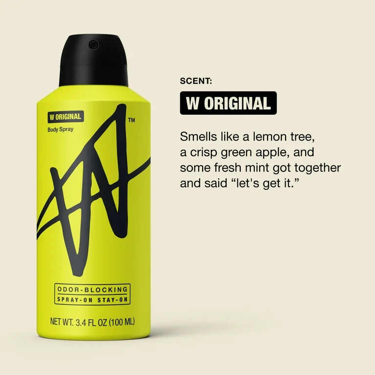 W By Jake Paul Body Spray - Odor Blocking - Long Lasting - W Original - 3.4 fl oz