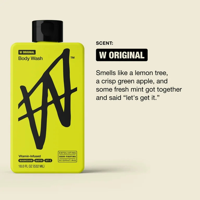 W By Jake Paul Body Wash - Exfoliating - Hydrating - W Original - 18 fl oz