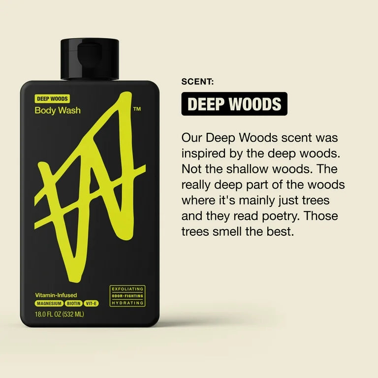 W By Jake Paul Body Wash - Exfoliating - Hydrating - Deep Woods - 18 fl oz